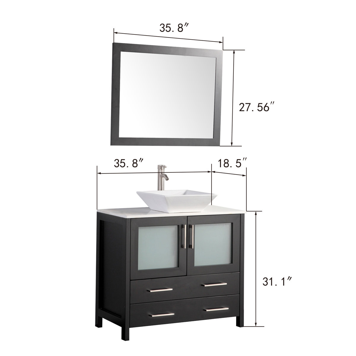 Wade Logan® Karson 35.8" Single Bathroom Vanity Set with Mirror